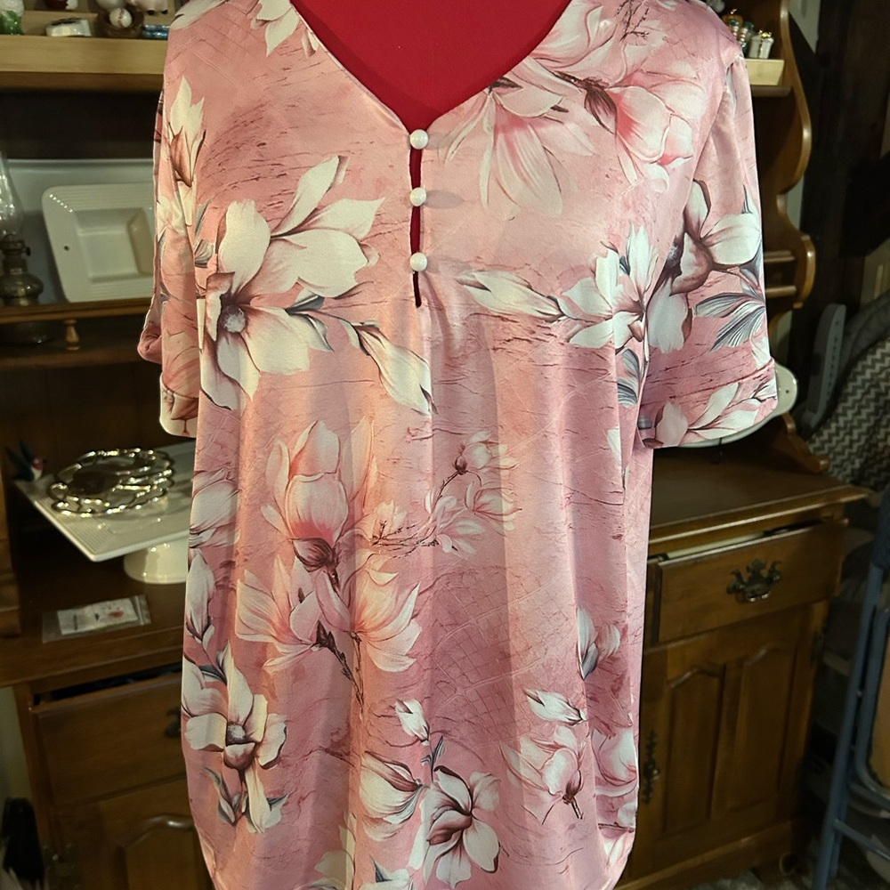 Elegant Floral Pink Blouse
